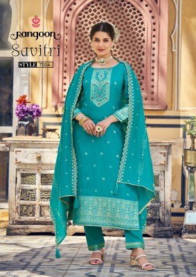 Rangoon Savitri Designer Ethnic Set Handworked Russian Jacquard Top with Viscose Pant And Heavy Chanderi Silk Dupatta Wholesale kurtis catalogs