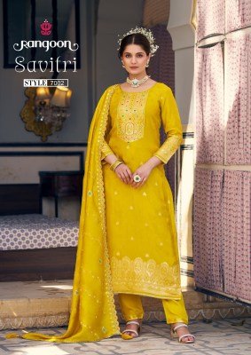 Rangoon Savitri Designer Ethnic Set Handworked Russian Jacquard Top with Viscose Pant And Heavy Chanderi Silk Dupatta Wholesale kurtis catalogs