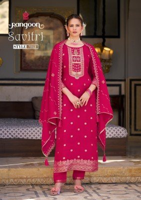 Rangoon Savitri Designer Ethnic Set Handworked Russian Jacquard Top with Viscose Pant And Heavy Chanderi Silk Dupatta Wholesale kurtis catalogs