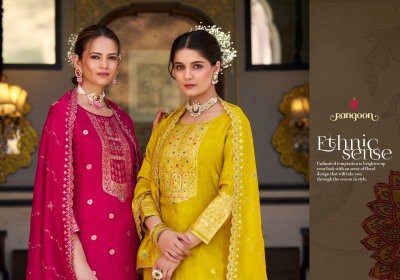 Rangoon Savitri Designer Ethnic Set Handworked Russian Jacquard Top with Viscose Pant And Heavy Chanderi Silk Dupatta Wholesale kurtis catalogs