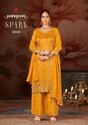 Rangoon Spark Viscose Simmer Silk Kurti Palazo With Dupatta Set Wholesale Rate  readymade suit catalogs