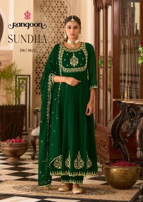 Rangoon Sundha Georgette Anarkali Hand Work  Lace Pant And Heavy Four Side Latkan Dupatta Wholesale kurtis catalogs