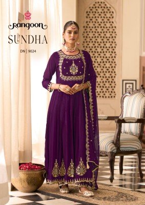 Rangoon Sundha Georgette Anarkali Hand Work  Lace Pant And Heavy Four Side Latkan Dupatta Wholesale kurtis catalogs