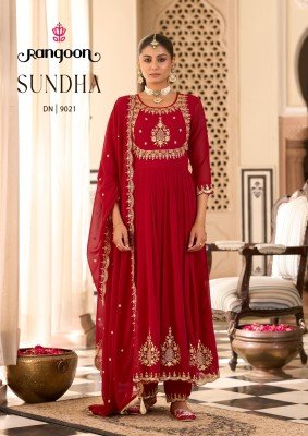 Rangoon Sundha Georgette Anarkali Hand Work  Lace Pant And Heavy Four Side Latkan Dupatta Wholesale kurtis catalogs