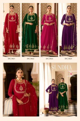 Rangoon Sundha Georgette Anarkali Hand Work  Lace Pant And Heavy Four Side Latkan Dupatta Wholesale kurtis catalogs