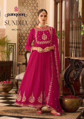 Rangoon Sundha Georgette Anarkali Hand Work  Lace Pant And Heavy Four Side Latkan Dupatta Wholesale kurtis catalogs