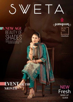 Rangoon Sveta Premium Muslin Digital Print Suit Set with Aari & Swarovski Work 