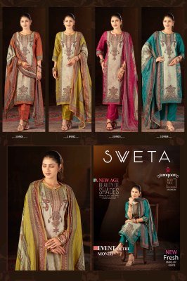 Rangoon Sveta Premium Muslin Digital Print Suit Set with Aari & Swarovski Work readymade suit catalogs