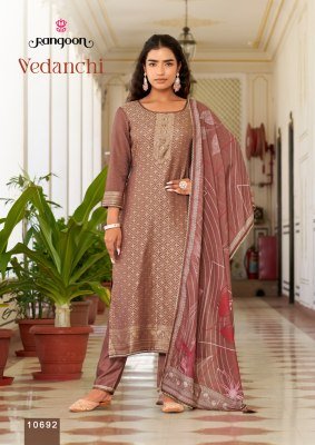 Rangoon Vedanchi Viscose Muslin Jacquard Kurti Pant with Digital Print Dupatta Set kurti pant with dupatta Catalogs