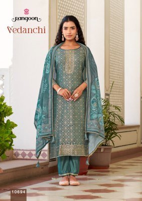 Rangoon Vedanchi Viscose Muslin Jacquard Kurti Pant with Digital Print Dupatta Set kurti pant with dupatta Catalogs