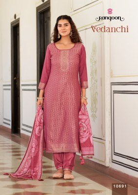 Rangoon Vedanchi Viscose Muslin Jacquard Kurti Pant with Digital Print Dupatta Set kurti pant with dupatta Catalogs