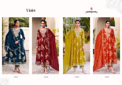 Rangoon Violet Cambric Cotton Embroidered Kurti Pant Set with Dupatta (M–3XL) readymade suit catalogs
