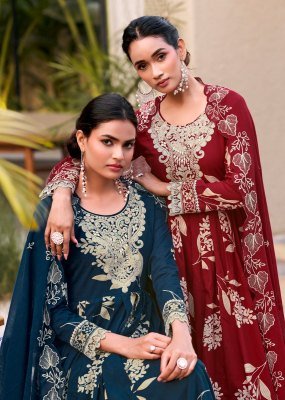 Rangoon Violet Cambric Cotton Embroidered Kurti Pant Set with Dupatta (M–3XL) readymade suit catalogs