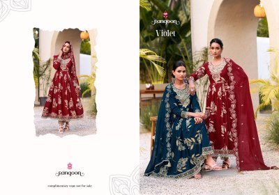 Rangoon Violet Cambric Cotton Embroidered Kurti Pant Set with Dupatta (M–3XL) readymade suit catalogs