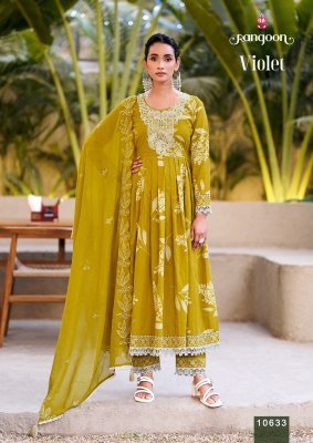 Rangoon Violet Cambric Cotton Embroidered Kurti Pant Set with Dupatta (M–3XL) readymade suit catalogs