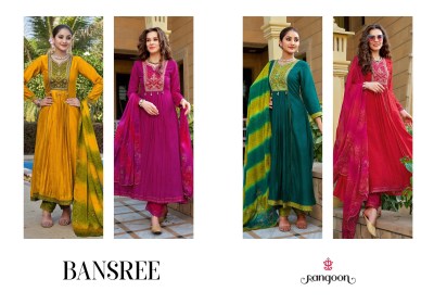 Rangoon by Bansree silk embroidered printed readymade suit catalogue at low rate readymade suit catalogs