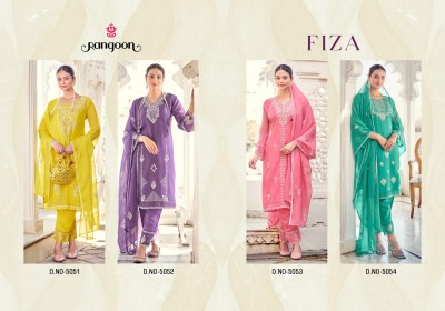 Rangoon by Fiza present pure organza with embroidery work readymade suit catalogue at low rate readymade suit catalogs