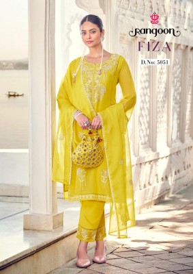 Rangoon by Fiza present pure organza with embroidery work readymade suit catalogue at low rate readymade suit catalogs