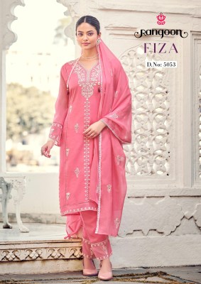 Rangoon by Fiza present pure organza with embroidery work readymade suit catalogue at low rate readymade suit catalogs