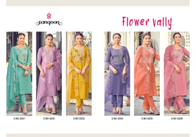 Rangoon by Flower Vally fancy viscose embroidered readymade suit catalogue low rate readymade suit catalogs