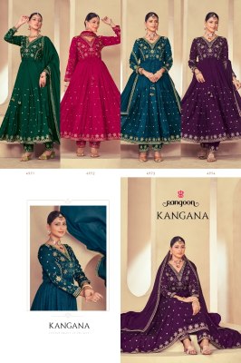 Rangoon by Kangana silk with fancy embroidered Anarkali suit catalogue at affordable rate readymade suit catalogs