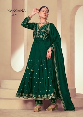 Rangoon by Kangana silk with fancy embroidered Anarkali suit catalogue at affordable rate readymade suit catalogs