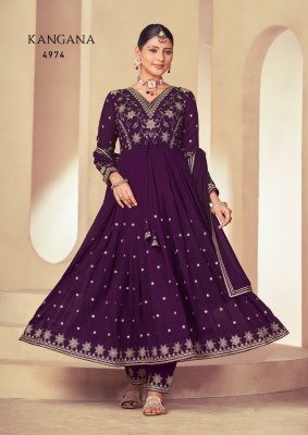 Rangoon by Kangana silk with fancy embroidered Anarkali suit catalogue at affordable rate readymade suit catalogs