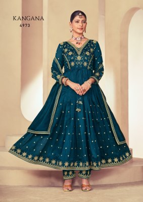 Rangoon by Kangana silk with fancy embroidered Anarkali suit catalogue at affordable rate readymade suit catalogs