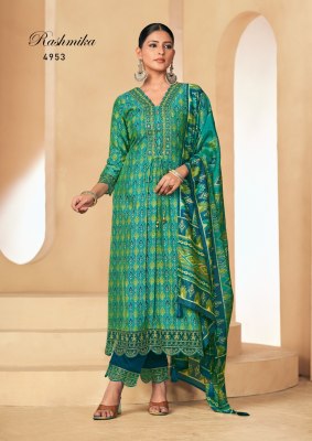 Rangoon by Rashmika silk print with embroidered kurti pant and dupatta catalogue at low rate  readymade suit catalogs