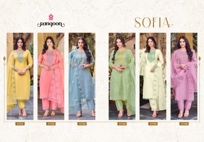 Rangoon by Sofia pure cotton embroidered kurti pant and dupatta catalogue readymade suit catalogs