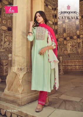 Rangoon by catwalk vol 5 heavy reyon embroidered kurti pant and dupatta catlogue at affordable rate  readymade suit catalogs