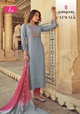 Rangoon by catwalk vol 5 heavy reyon embroidered kurti pant and dupatta catlogue at affordable rate  readymade suit catalogs
