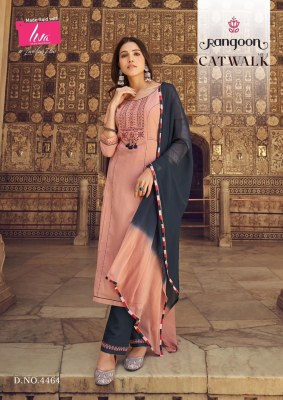 Rangoon by catwalk vol 5 heavy reyon embroidered kurti pant and dupatta catlogue at affordable rate  readymade suit catalogs