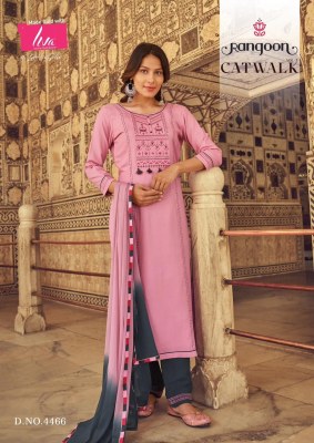 Rangoon by catwalk vol 5 heavy reyon embroidered kurti pant and dupatta catlogue at affordable rate  readymade suit catalogs