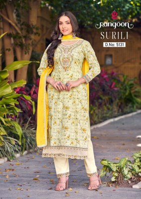 Rangoon by surili pure cotton printed kurti pant and dupatta catalogue at affordable rate readymade suit catalogs