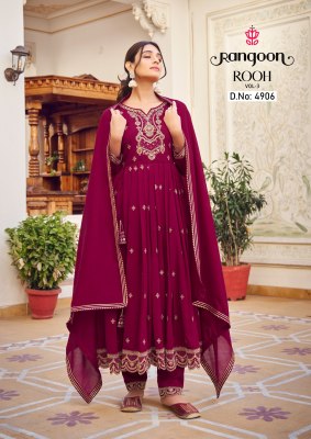 Rangoon launch rooh vol 3 silk with embroidered exclusive kurti pant and dupatta catalogue at affordable rate Rangoon