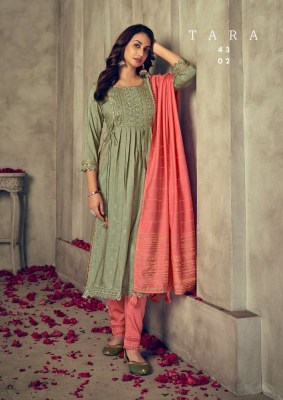 Rangoon presents Tara  Embroidery Work top pant with dupatta set Kurti catalogue wholesaler price in India    kurtis catalogs
