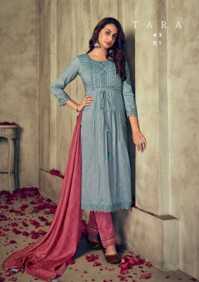 Rangoon presents Tara  Embroidery Work top pant with dupatta set Kurti catalogue wholesaler price in India    kurtis catalogs