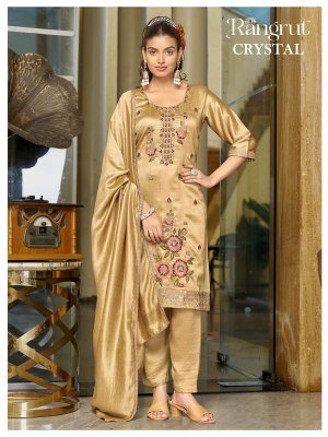Rangrut Crystal Blooming Vichitra Kurti Pant with Lace Border Dupatta kurti pant with dupatta Catalogs