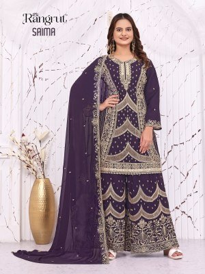 Rangrut SAIMA  Georgette Embroidery Kurti Palazzo Dupatta Set Fancy Palazzo suit catalogue