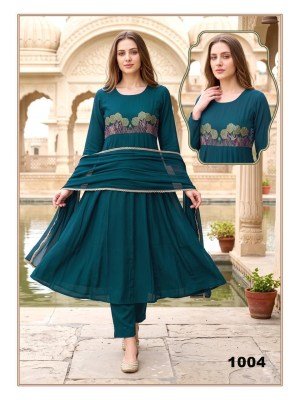 Rani 3PCS Chanderi Kurti Pant with  Dupatta kurti pant with dupatta Catalogs