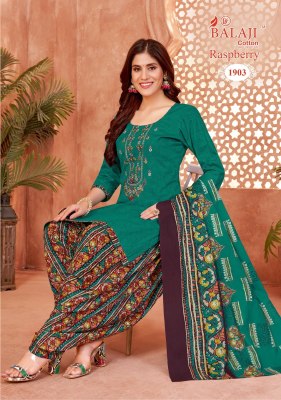 Rasberry vol 19 by Balaji Pure Cotton Printed Embroidered Neck work dress material in budget rate dress material catalogs