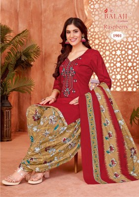 Rasberry vol 19 by Balaji Pure Cotton Printed Embroidered Neck work dress material in budget rate dress material catalogs