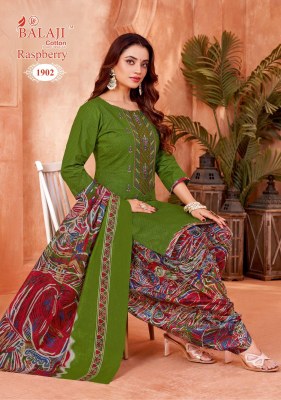 Rasberry vol 19 by Balaji Pure Cotton Printed Embroidered Neck work dress material in budget rate dress material catalogs