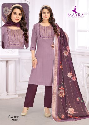 Rashbhari by Mayra Fashion Sequence embroidered kurti pant dupatta at amavi expo readymade suit catalogs