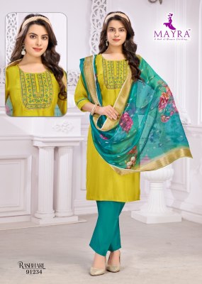 Rashbhari by Mayra Fashion Sequence embroidered kurti pant dupatta at amavi expo readymade suit catalogs