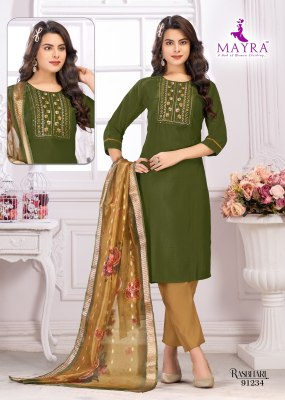 Rashbhari by Mayra Fashion Sequence embroidered kurti pant dupatta at amavi expo readymade suit catalogs