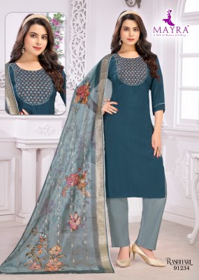 Rashbhari by Mayra Fashion Sequence embroidered kurti pant dupatta at amavi expo readymade suit catalogs