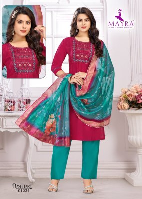 Rashbhari by Mayra Fashion Sequence embroidered kurti pant dupatta at amavi expo readymade suit catalogs