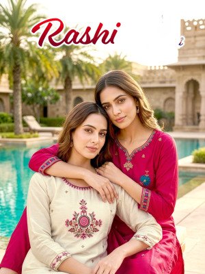 Rashi Vol. 1 Roman Silk Embroidered Kurti Pant with Chanderi Sequence Jacquard Dupatta Set 